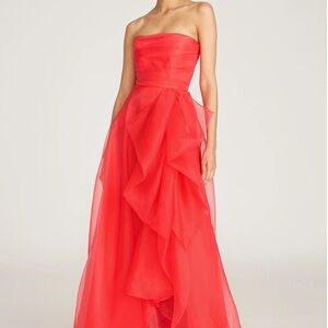 Theia Teresa Strapless Gown in Geranium
